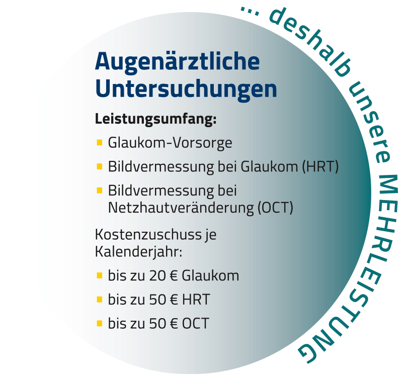 BKK Voralb Gesundheitskonto, Grafik augenärztliche Untersuchungen mit dem Text, der im Lesetext steht.