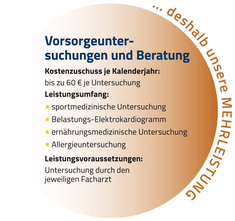 BKK Voralb Gesundheitskonto, Grafik Vorsorgeuntersuchungen und Beratung mit dem Text, der im Lesetext steht.